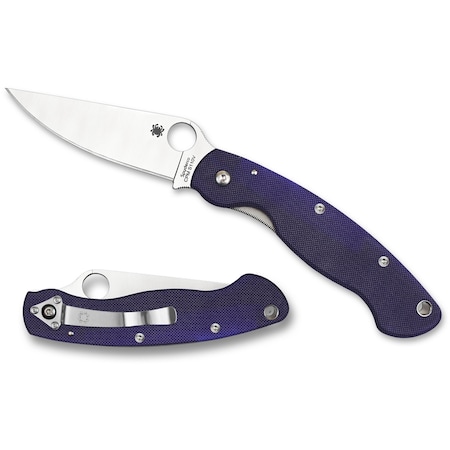Spyderco 2024 Spyderco Military Model G-10 Dark Blue Cpm S110V Plain SPY-C36GPDBL